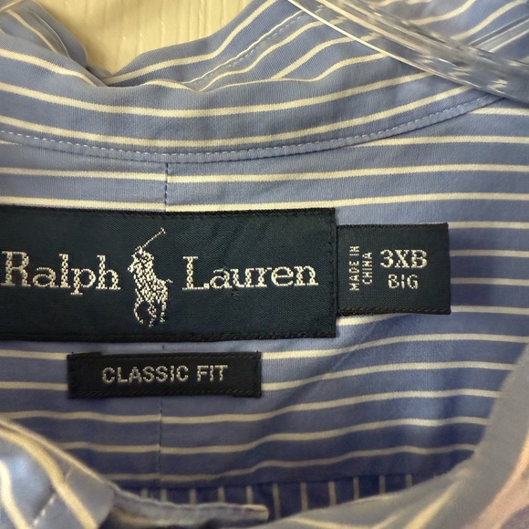 Ralph Lauren Blue White Striped Button Down Shirt Men’s 3XB - Picture 2 of 4